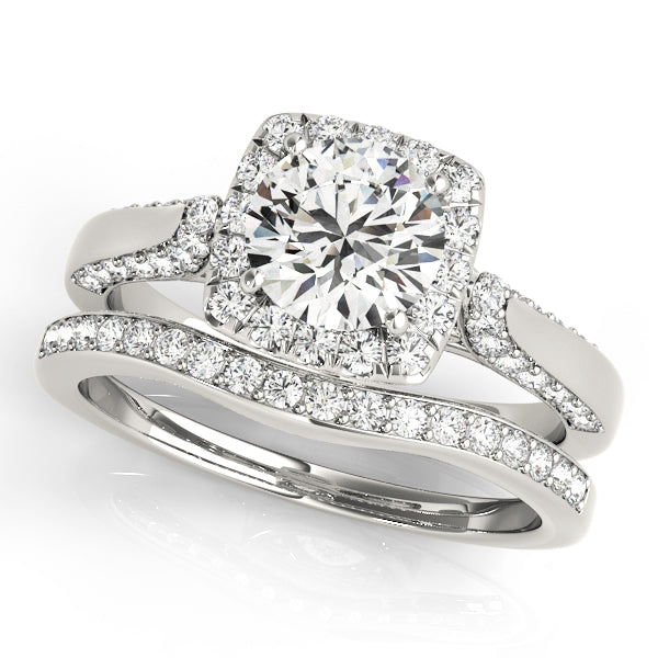 Noble Halo Round Diamond Engagement Ring in 10K/14K gold and platinum with certified lab-grown or natural diamonds