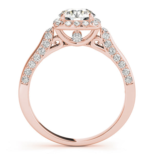 Noble Halo Round Diamond Engagement Ring in 10K/14K gold and platinum with certified lab-grown or natural diamonds