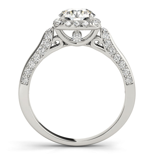 Noble Halo Round Diamond Engagement Ring in 10K/14K gold and platinum with certified lab-grown or natural diamonds