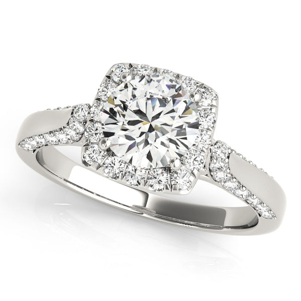 Noble Halo Round Diamond Engagement Ring in 10K/14K gold and platinum with certified lab-grown or natural diamonds