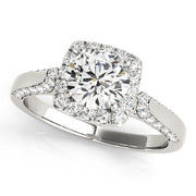 Noble Halo Round Diamond Engagement Ring in 10K/14K gold and platinum with certified lab-grown or natural diamonds