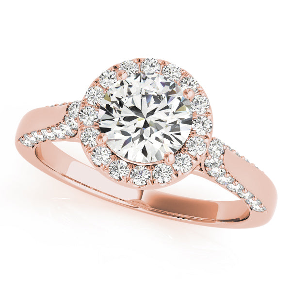 Classic Halo Round Diamond Engagement Ring in 10K/14K gold and platinum with certified lab-grown or natural diamonds