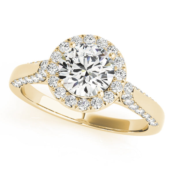 Classic Halo Round Diamond Engagement Ring in 10K/14K gold and platinum with certified lab-grown or natural diamonds