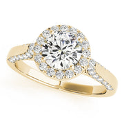 Classic Halo Round Diamond Engagement Ring in 10K/14K gold and platinum with certified lab-grown or natural diamonds