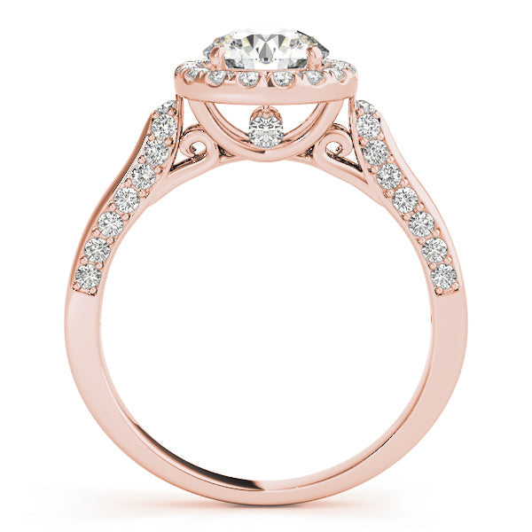 Classic Halo Round Diamond Engagement Ring in 10K/14K gold and platinum with certified lab-grown or natural diamonds