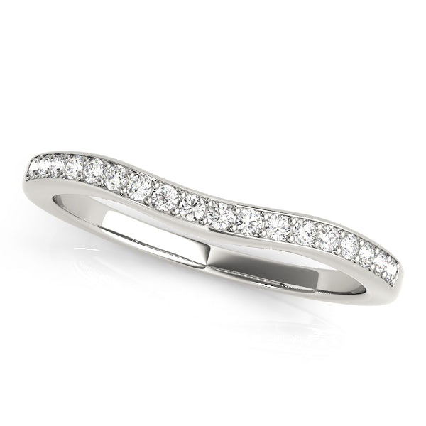 Prong-in-Channel Curved Half Eternity Ring in Gold & Platinum