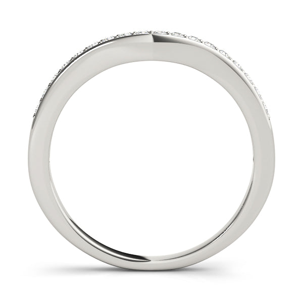 Prong-in-Channel Curved Half Eternity Ring in Gold & Platinum