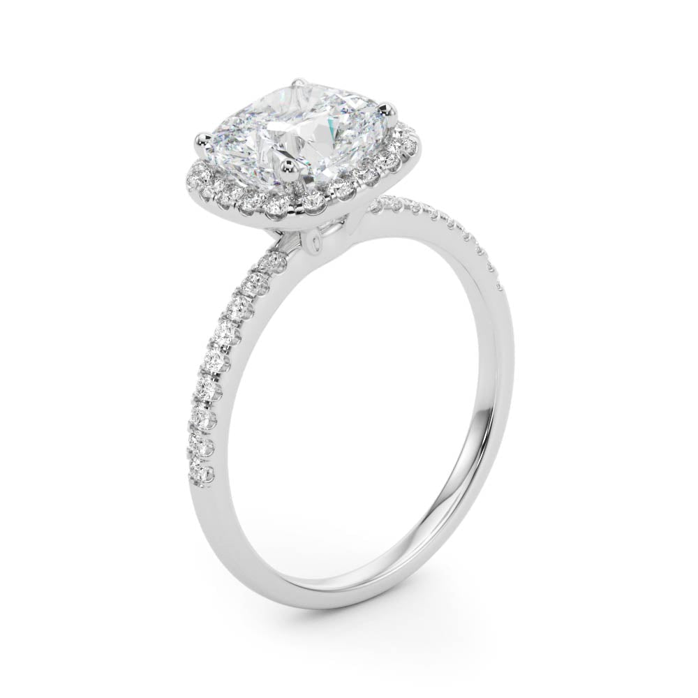 Timeless Halo Cushion Diamond Engagement Ring in 10K/14K gold and platinum with certified lab-grown or natural diamonds