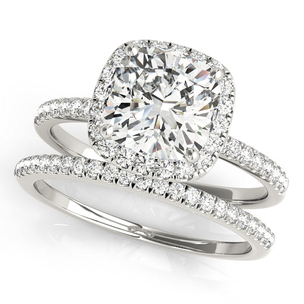 Timeless Halo Cushion Diamond Engagement Ring in 10K/14K gold and platinum with certified lab-grown or natural diamonds