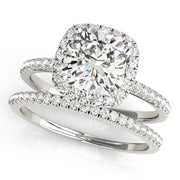 Timeless Halo Cushion Diamond Engagement Ring in 10K/14K gold and platinum with certified lab-grown or natural diamonds