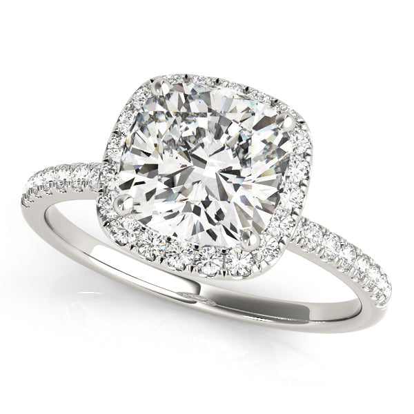 Timeless Halo Cushion Diamond Engagement Ring in 10K/14K gold and platinum with certified lab-grown or natural diamonds