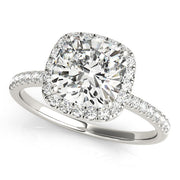 Timeless Halo Cushion Diamond Engagement Ring in 10K/14K gold and platinum with certified lab-grown or natural diamonds