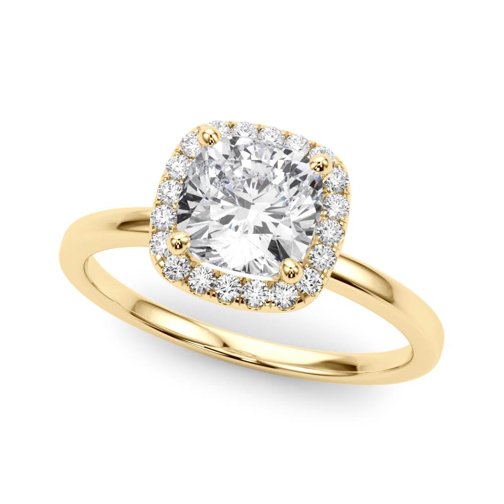 Elegant Halo Cushion Diamond Engagement Ring in 10K/14K gold and platinum with certified lab-grown or natural diamonds