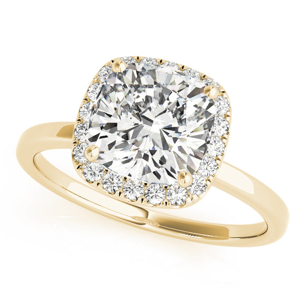 Elegant Halo Cushion Diamond Engagement Ring in 10K/14K gold and platinum with certified lab-grown or natural diamonds
