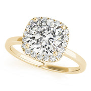 Elegant Halo Cushion Diamond Engagement Ring in 10K/14K gold and platinum with certified lab-grown or natural diamonds