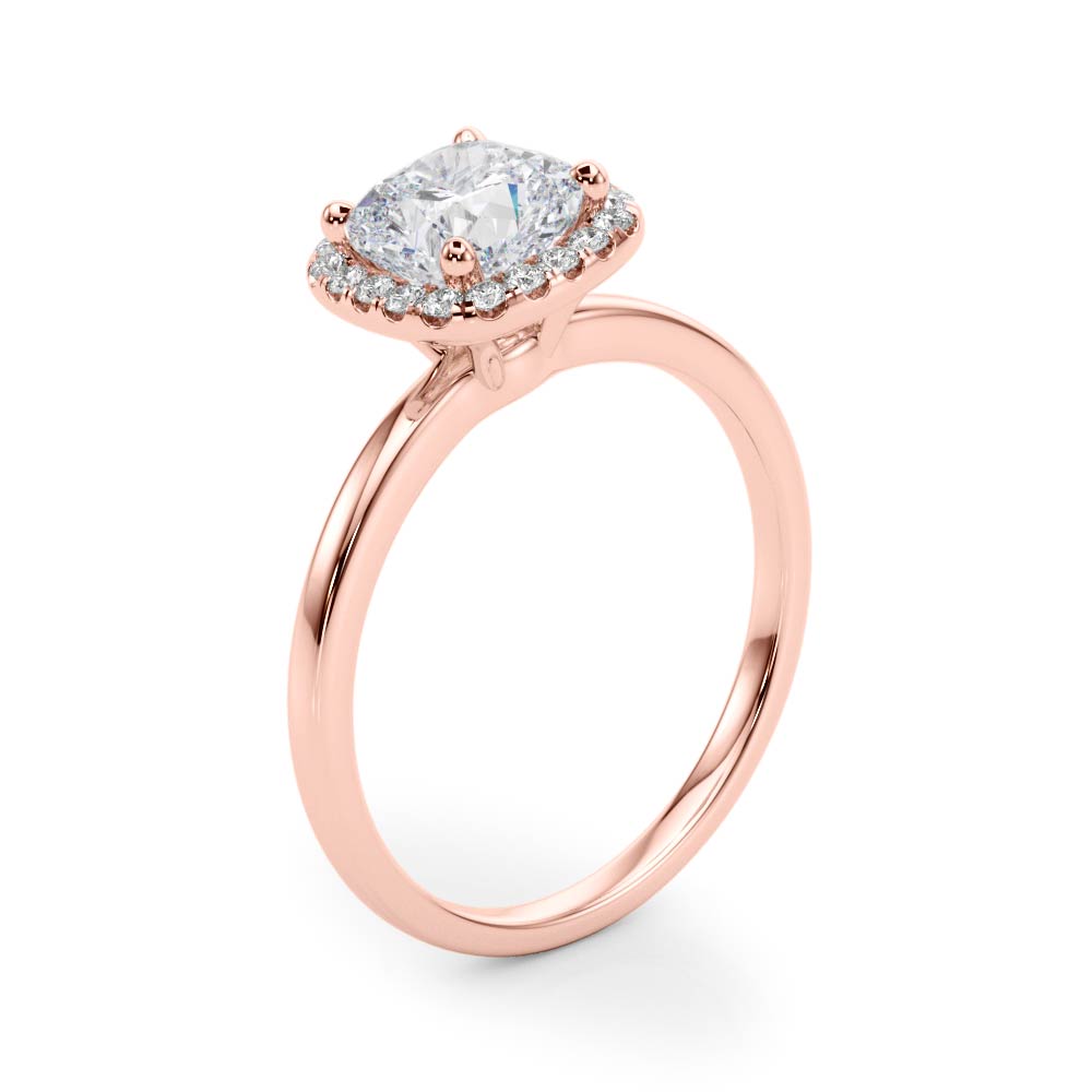 Elegant Halo Cushion Diamond Engagement Ring in 10K/14K gold and platinum with certified lab-grown or natural diamonds