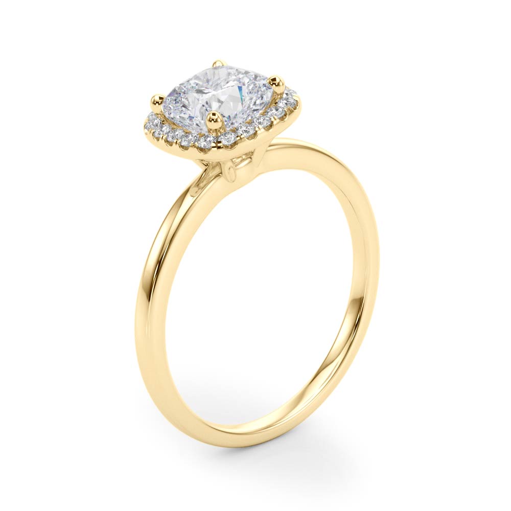 Elegant Halo Cushion Diamond Engagement Ring in 10K/14K gold and platinum with certified lab-grown or natural diamonds
