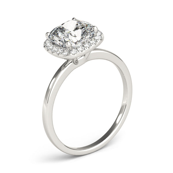 Elegant Halo Cushion Diamond Engagement Ring in 10K/14K gold and platinum with certified lab-grown or natural diamonds