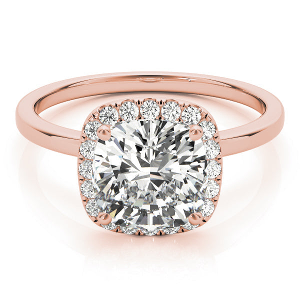 Elegant Halo Cushion Diamond Engagement Ring in 10K/14K gold and platinum with certified lab-grown or natural diamonds