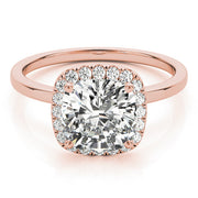 Elegant Halo Cushion Diamond Engagement Ring in 10K/14K gold and platinum with certified lab-grown or natural diamonds