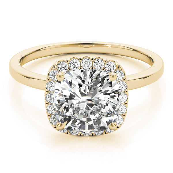 Elegant Halo Cushion Diamond Engagement Ring in 10K/14K gold and platinum with certified lab-grown or natural diamonds
