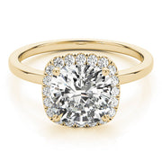Elegant Halo Cushion Diamond Engagement Ring in 10K/14K gold and platinum with certified lab-grown or natural diamonds