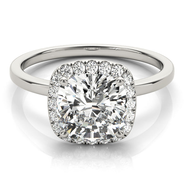 Elegant Halo Cushion Diamond Engagement Ring in 10K/14K gold and platinum with certified lab-grown or natural diamonds