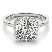 Elegant Halo Cushion Diamond Engagement Ring in 10K/14K gold and platinum with certified lab-grown or natural diamonds