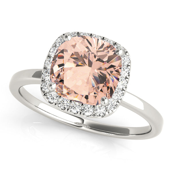Elegant Halo Cushion Diamond Engagement Ring in 10K/14K gold and platinum with certified lab-grown or natural diamonds