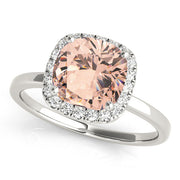 Elegant Halo Cushion Diamond Engagement Ring in 10K/14K gold and platinum with certified lab-grown or natural diamonds