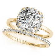 Elegant Halo Cushion Diamond Engagement Ring in 10K/14K gold and platinum with certified lab-grown or natural diamonds