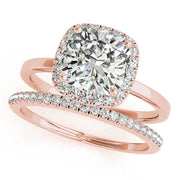Elegant Halo Cushion Diamond Engagement Ring in 10K/14K gold and platinum with certified lab-grown or natural diamonds