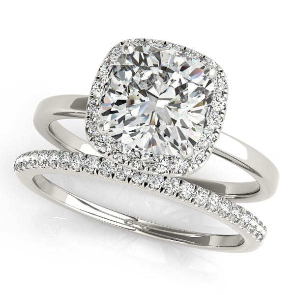 Elegant Halo Cushion Diamond Engagement Ring in 10K/14K gold and platinum with certified lab-grown or natural diamonds