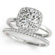 Elegant Halo Cushion Diamond Engagement Ring in 10K/14K gold and platinum with certified lab-grown or natural diamonds