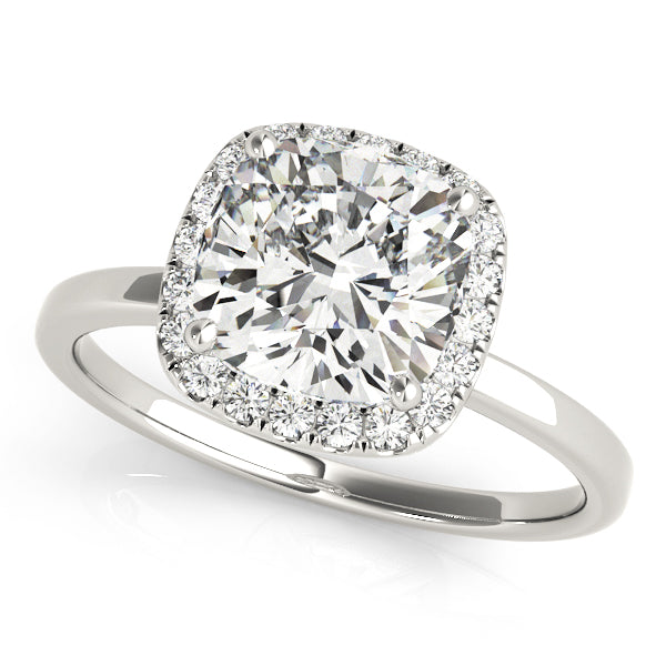 Elegant Halo Cushion Diamond Engagement Ring in 10K/14K gold and platinum with certified lab-grown or natural diamonds