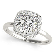 Elegant Halo Cushion Diamond Engagement Ring in 10K/14K gold and platinum with certified lab-grown or natural diamonds