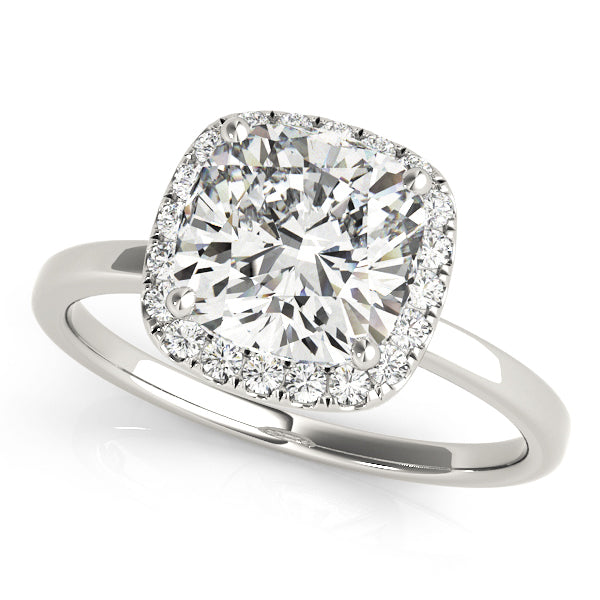 Cushion Diamond Halo Engagement Ring in 10K/14K gold and platinum with certified lab-grown or natural diamonds