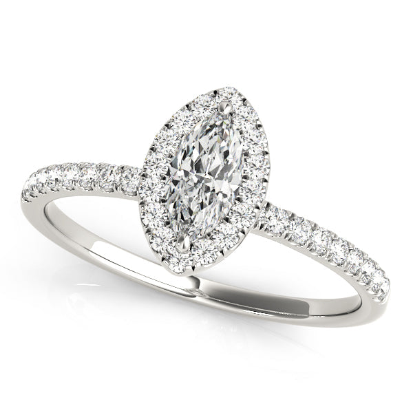 Vintage-Inspired Halo Marquise Diamond Engagement Ring in 10K/14K gold and platinum with certified lab-grown or natural diamonds