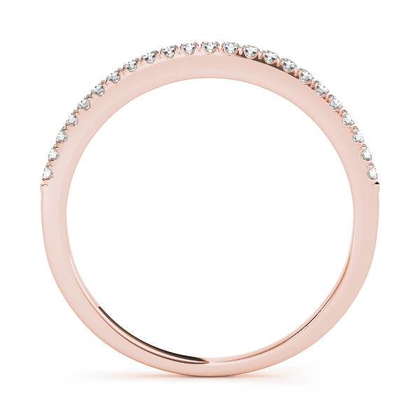 Single Row U-Prong Wedding Half Eternity Ring in Gold & Platinum