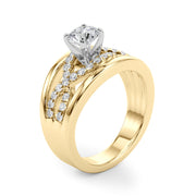 Sculpted Multi-Row Round Diamond Engagement Ring in 10K/14K gold and platinum with certified lab-grown or natural diamonds