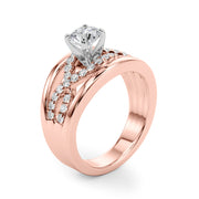 Sculpted Multi-Row Round Diamond Engagement Ring in 10K/14K gold and platinum with certified lab-grown or natural diamonds