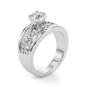 Sculpted Multi-Row Round Diamond Engagement Ring in 10K/14K gold and platinum with certified lab-grown or natural diamonds