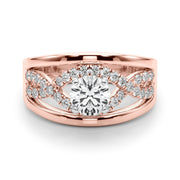 Sculpted Multi-Row Round Diamond Engagement Ring in 10K/14K gold and platinum with certified lab-grown or natural diamonds