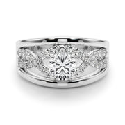Sculpted Multi-Row Round Diamond Engagement Ring in 10K/14K gold and platinum with certified lab-grown or natural diamonds