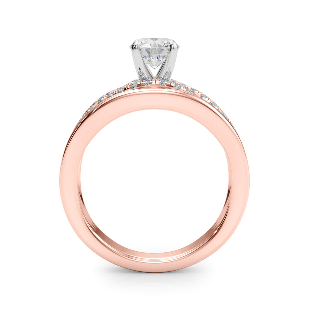 Sculpted Multi-Row Round Diamond Engagement Ring in 10K/14K gold and platinum with certified lab-grown or natural diamonds