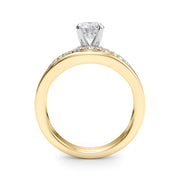 Sculpted Multi-Row Round Diamond Engagement Ring in 10K/14K gold and platinum with certified lab-grown or natural diamonds