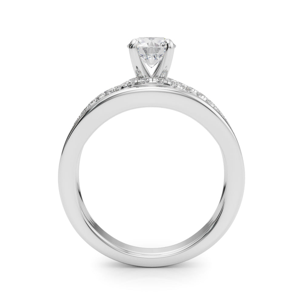 Sculpted Multi-Row Round Diamond Engagement Ring in 10K/14K gold and platinum with certified lab-grown or natural diamonds