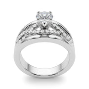 Sculpted Multi-Row Round Diamond Engagement Ring in 10K/14K gold and platinum with certified lab-grown or natural diamonds