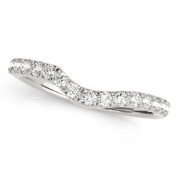 French Cut Curved Half Eternity Ring in Gold & Platinum