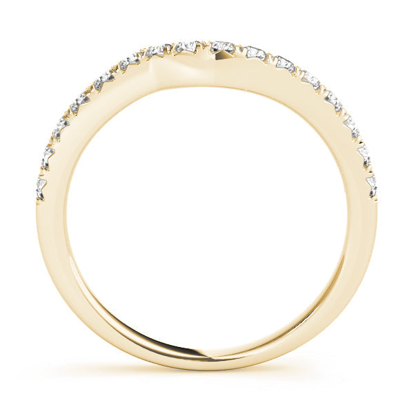 French Cut Curved Half Eternity Ring in Gold & Platinum